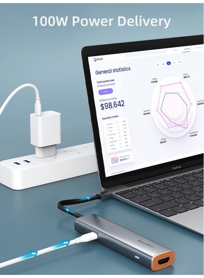 CABLETIME Portability 5-IN-1 USB-C to USB3.0×3+HDMI 4K60Hz +PD 100W Adapter - Image 4